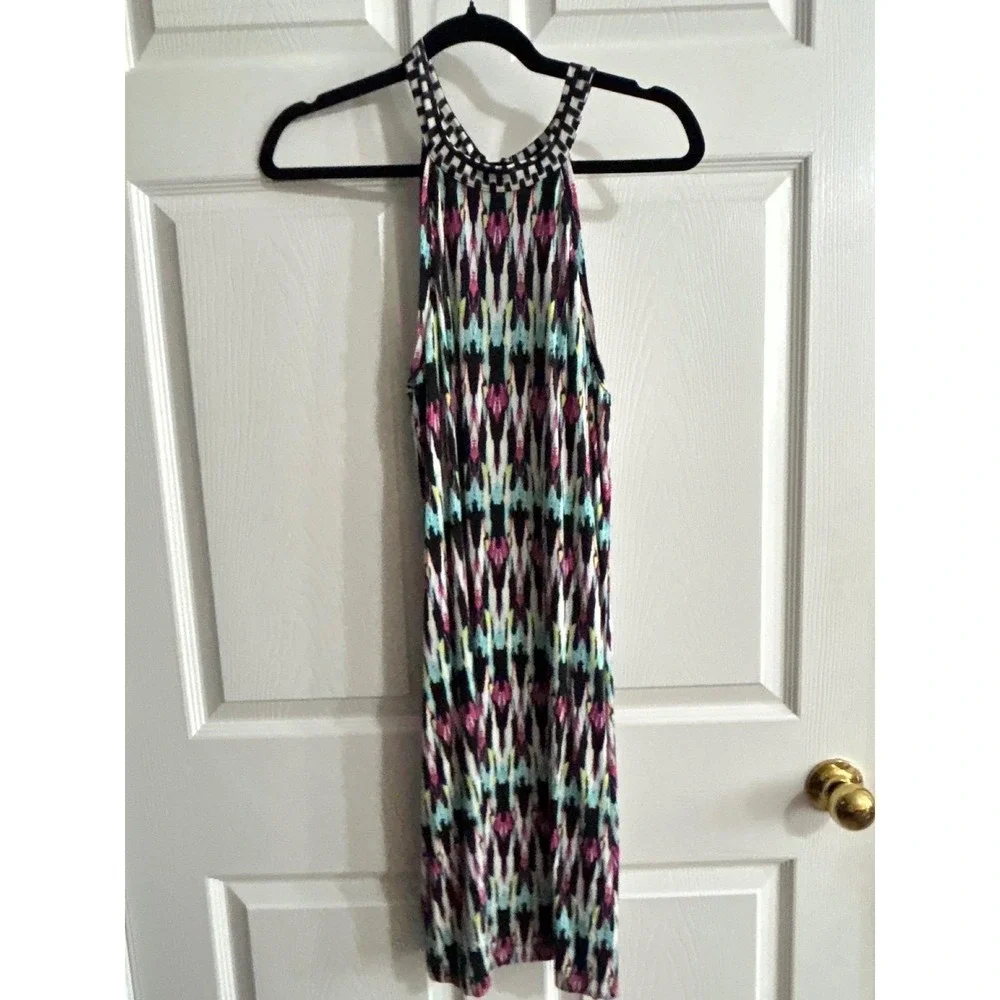 Tart Collections Halter Dress Womens Large Multicolor Geometric Boho Ikat T10070